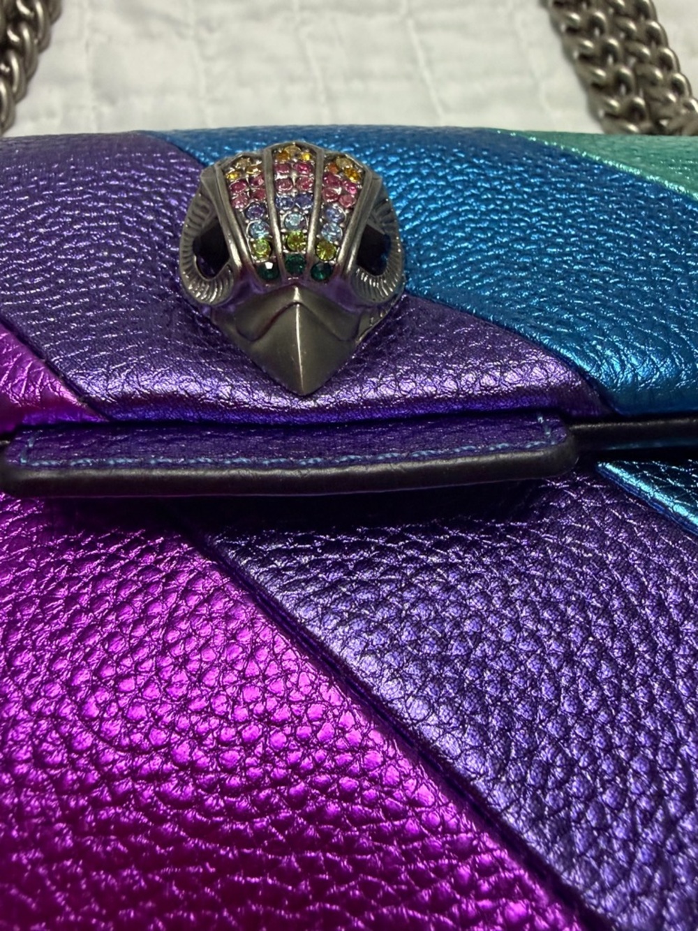 Kurt Geiger London Rainbow Metallic Kensington Chain Shoulder Bag - Picture 2 of 11